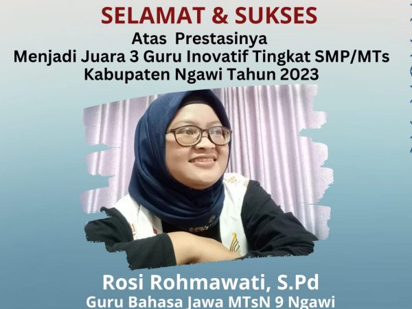 Juara 3 Guru Inovatif Tingkat SMP/MTs Kabupaten Ngawi Tahun 2023